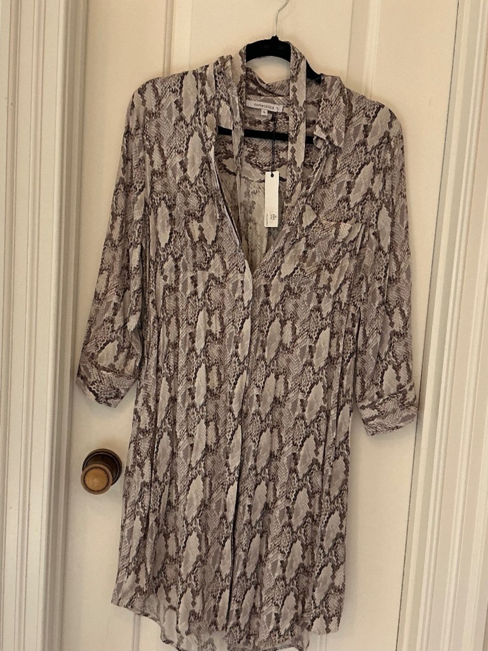 Olivaceous Shirt Dress snake print